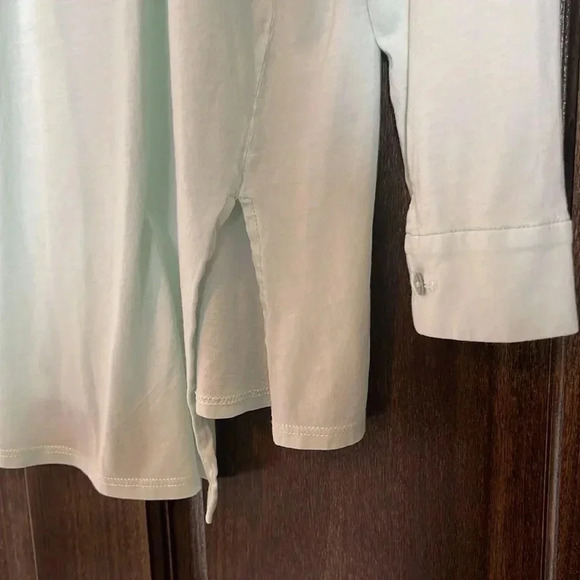 Eileen Fisher Long Sleeve Blouse Light Mint Green Womens Med 100% Cotton EUC - Picture 11 of 11
